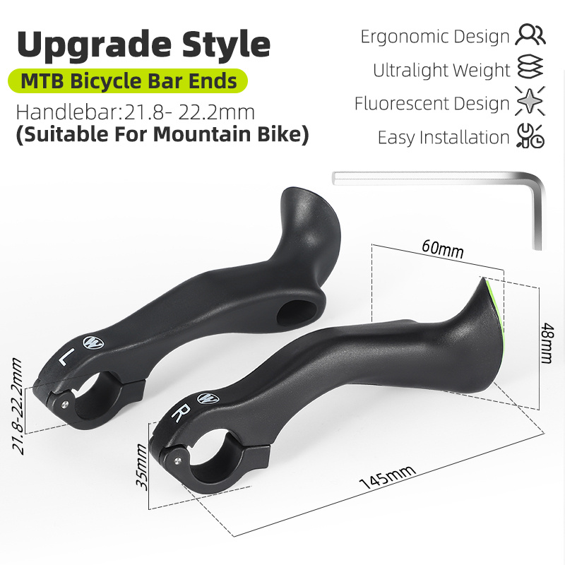 TEMU West Biking 1 Pair Bicycle Bar Ends Ergonomic Bicycle Bar Ends Extension Mtb Bar For 21.8-22.2mm Handlebar
