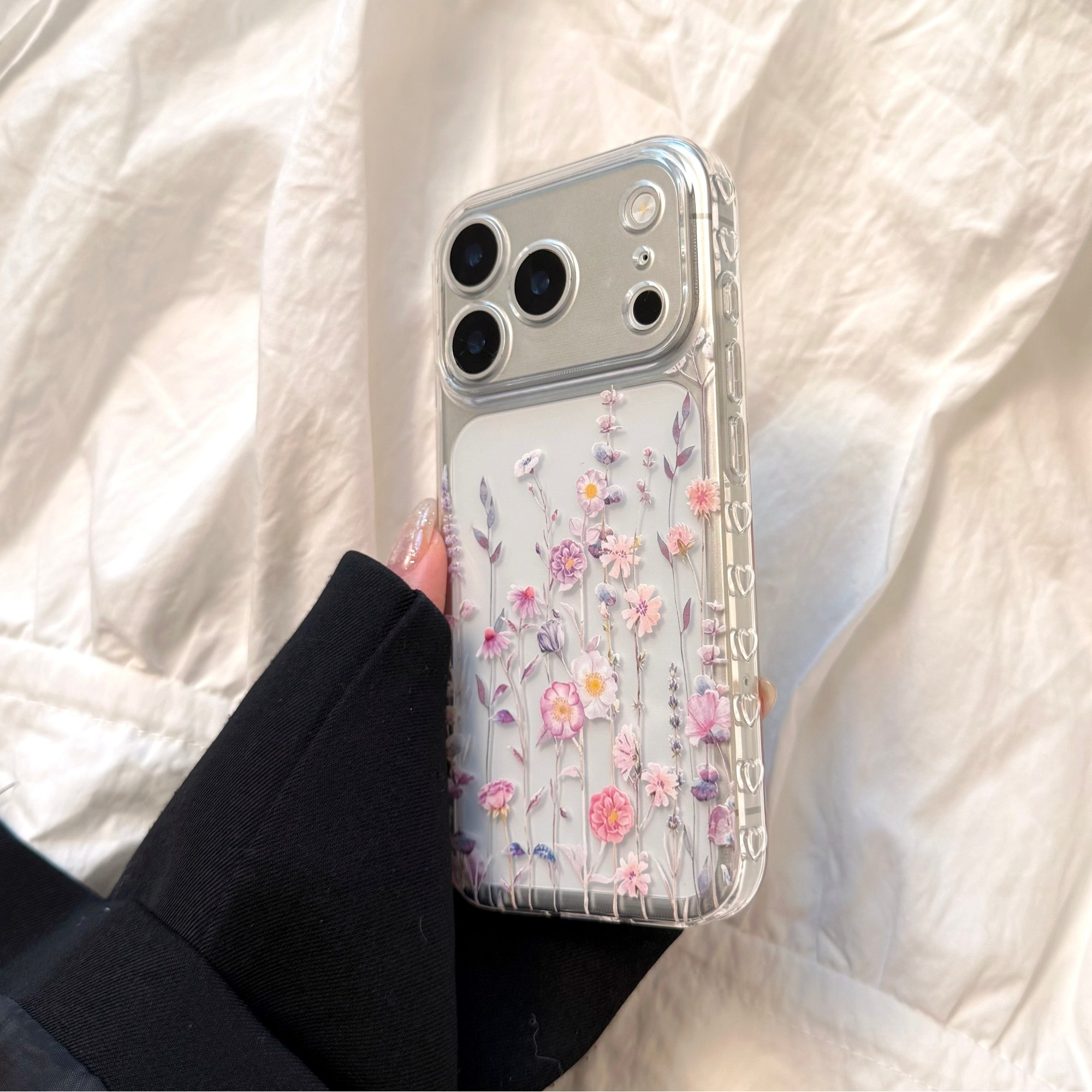 Phone Case - 1pc Beautiful Floral Pattern Suitable For 17 Pro Max Phone Case Transparent Iphone 16 Pro Cover 13 Anti-drop 15 17/12/14/11