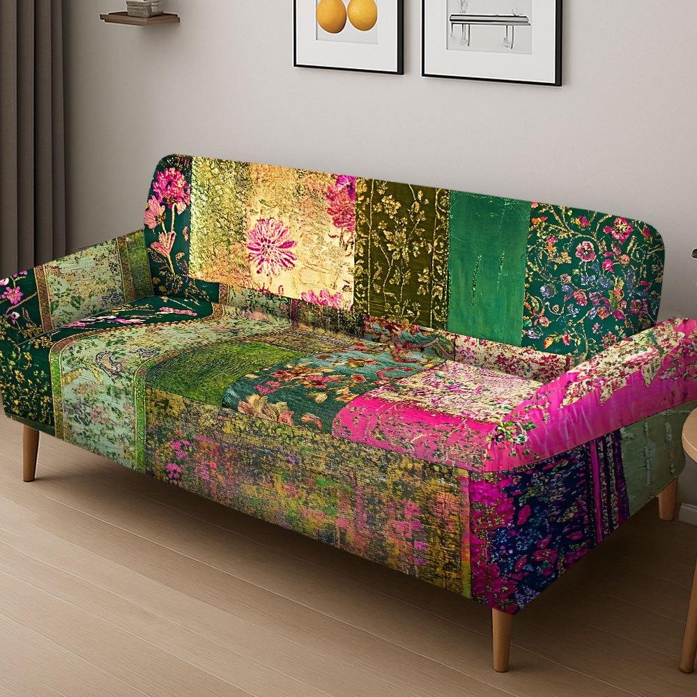 TEMU A Bohemian-style Floral Sofa Cover, Suitable For Sofas For 1 To 4 People. Suitable For Decoration In Bedrooms, Living Rooms, Offices, Etc.