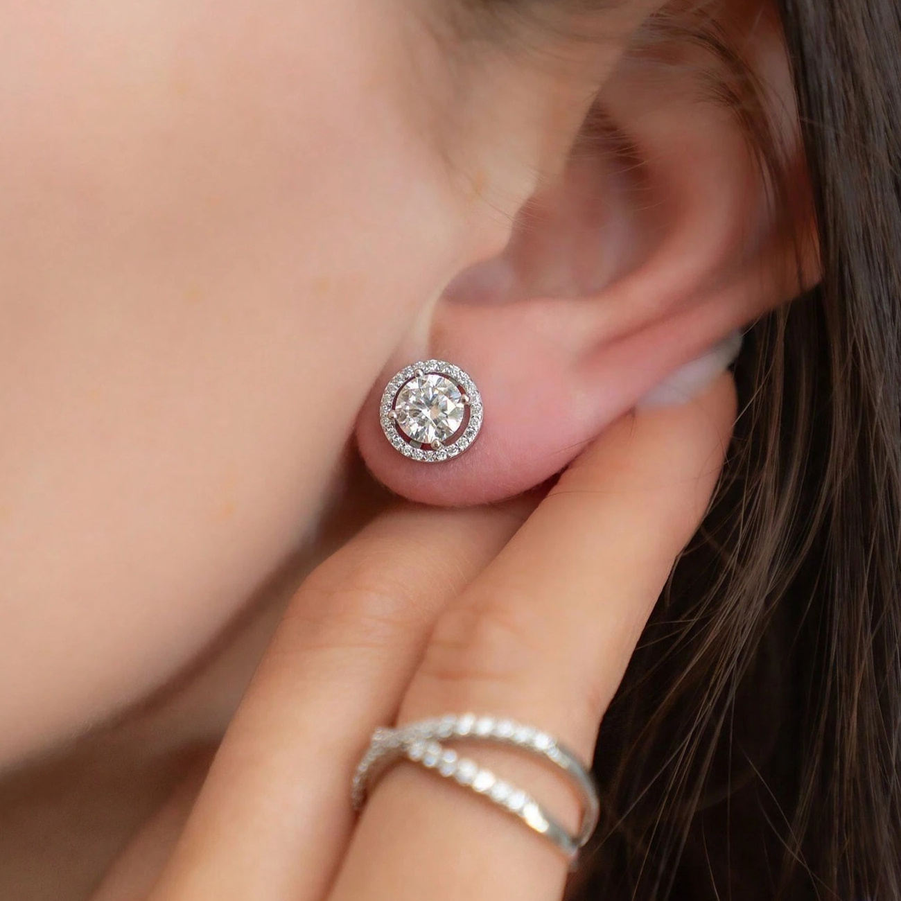 Women's Sparkling S925 Synthetic Moissanite Earrings, 0.5/1/2/3 Carats