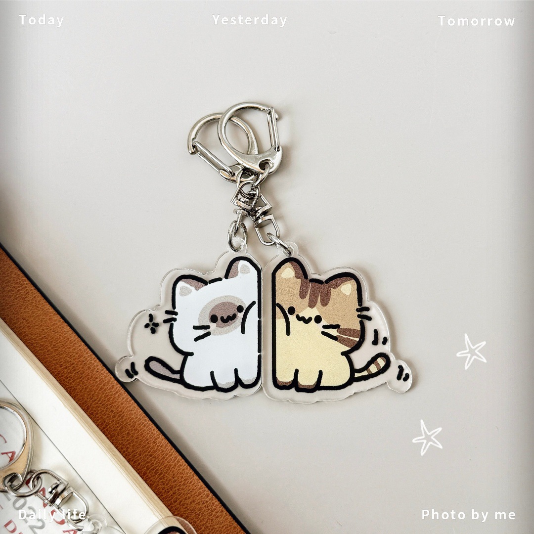 / Cat Keychain Pendant, Hd Acrylic Gift, Small Present, Backpack Accessory, Cute Gift For