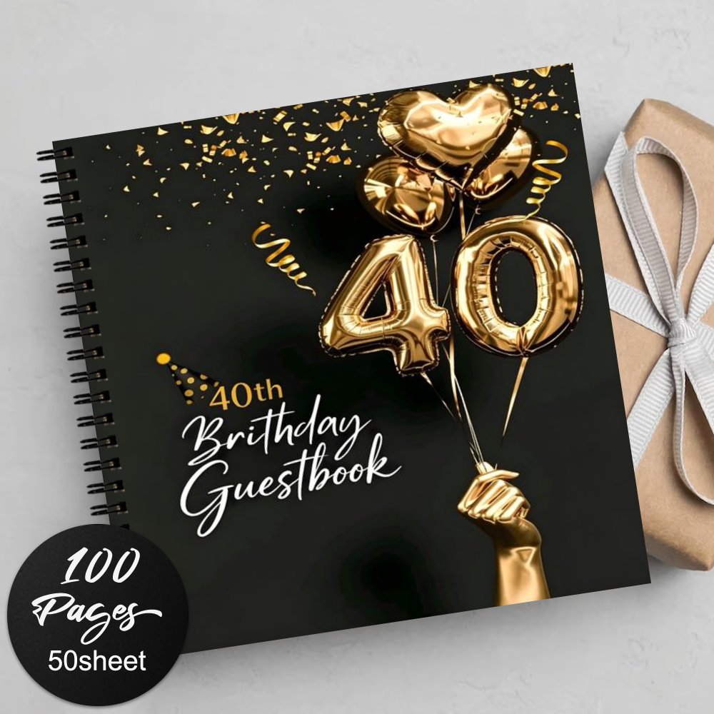 TEMU 1pc 40th Birthday Guestbook For Recording Events Such As Weddings, Bridal Showers, Graduations, Birthdays, Funerals, Anniversaries, Receptions -