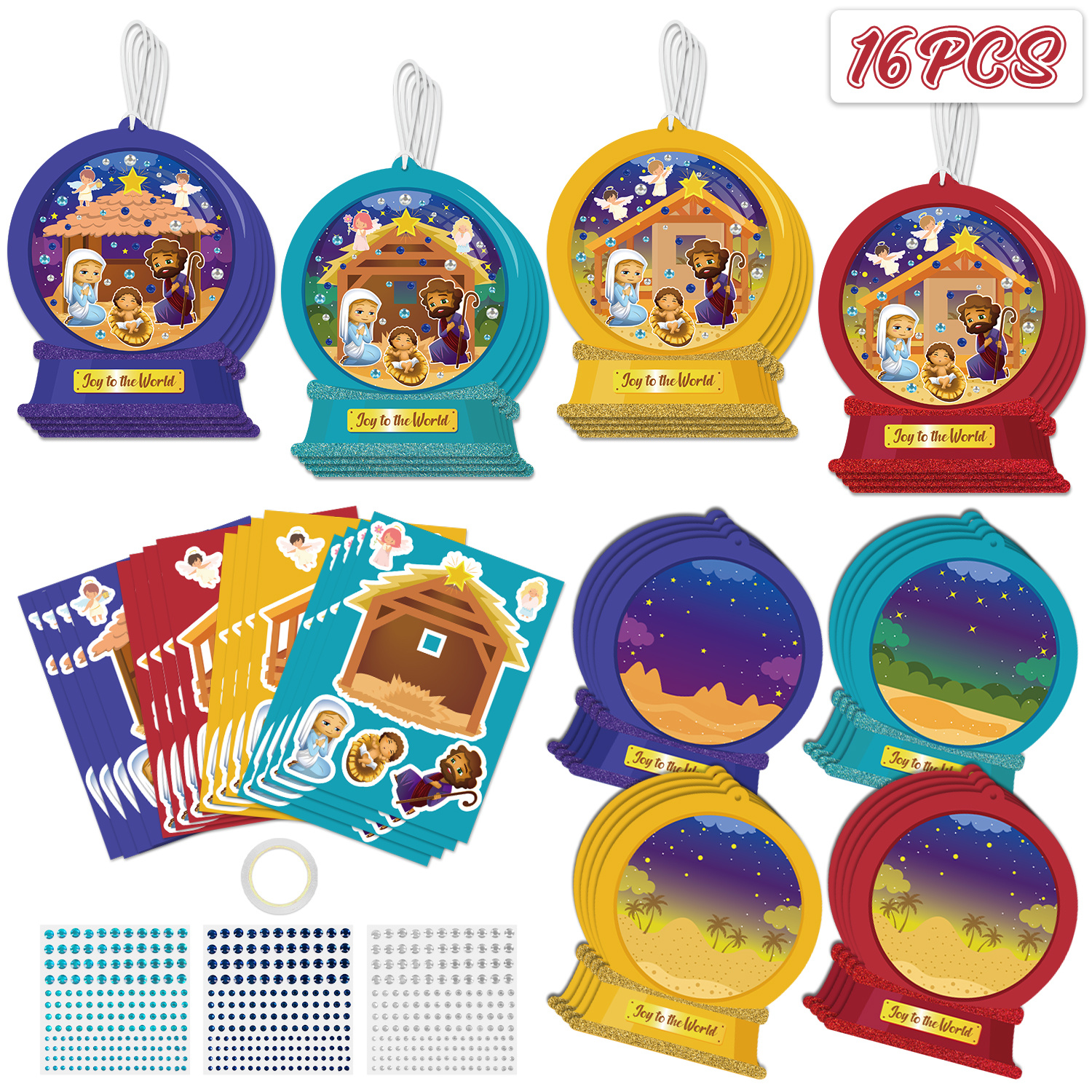 TEMU Set de 16 globos de nieve navideños - Kit de decoración colgante de de nieve de navideño - Adornos colgantes de de nieve de , adecuados para uso