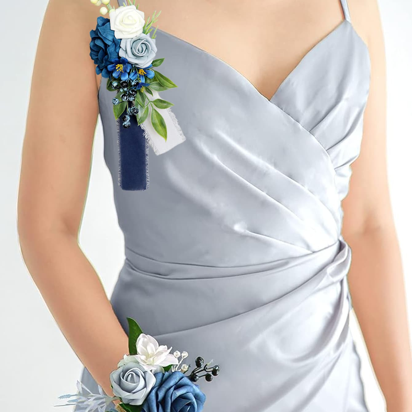 4pcs artificial flowers wrist corsage set navy blue wedding - Temu