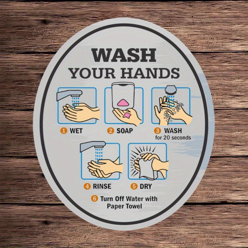 TEMU 1pc & Sun-resistant "wash Your Hands" Vinyl Sticker - Humorous Cartoon Design, Washing Guide Included, Ideal For Laptops, Cars & Gifts