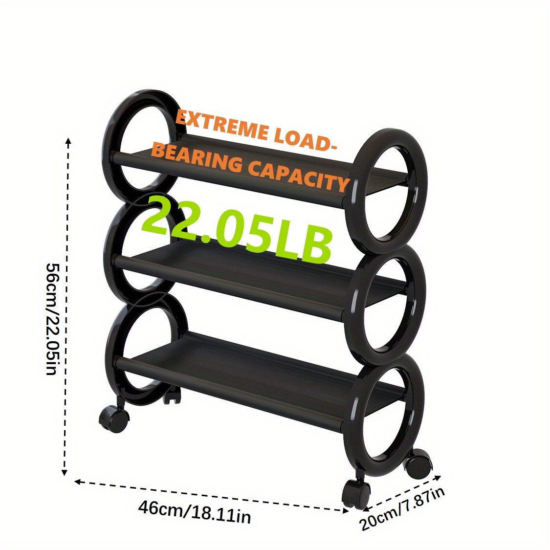 3-Tier Rotating Shoe Rack with 360° Swivel Wheels