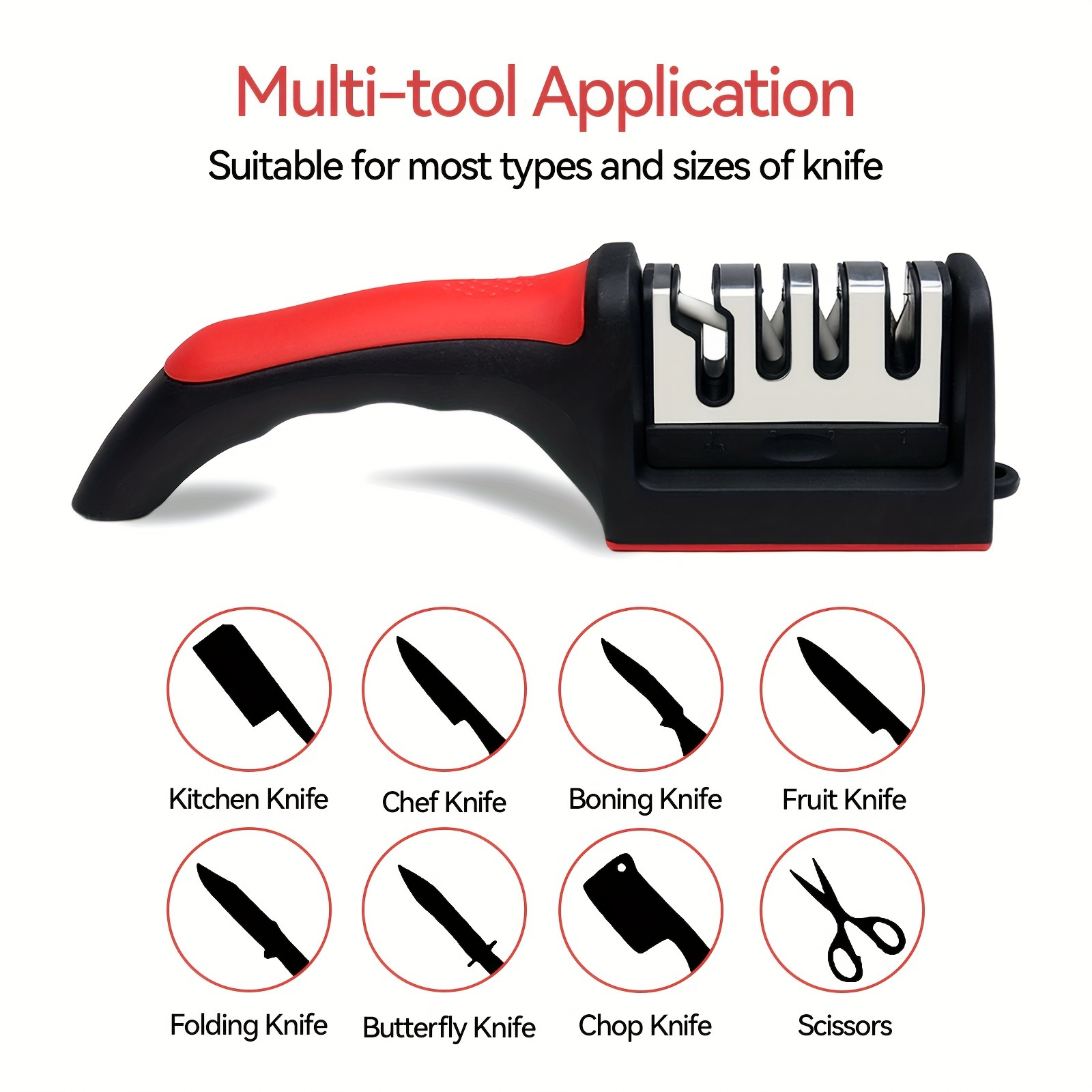 Knife Sharpener, 3-stage Kitchen Whetstone, Ceramic Knife Sharpening Tool, Sharpener in Box Set