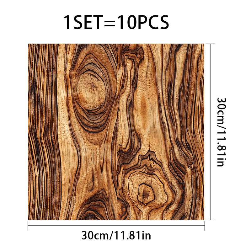 TEMU 10pcs Lychee Pattern Pvc Floor Stickers- Pcs Pvc Floor Stickers, 2d Flat Zebra Wood , Suitable Home Bedroom/living