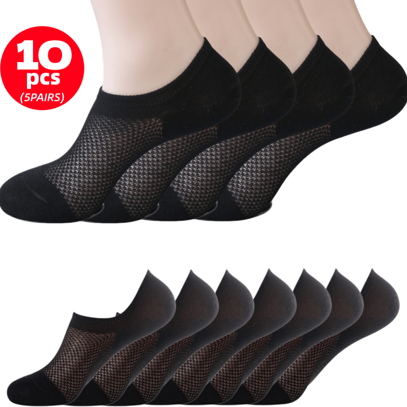 E-shop 10 Stück/5 Paar Frühling/Sommer atmungsaktive unsichtbare Klimasocken aus Mesh, weiche atmungsaktive kurze Damensocken mit hoher Elastizität,