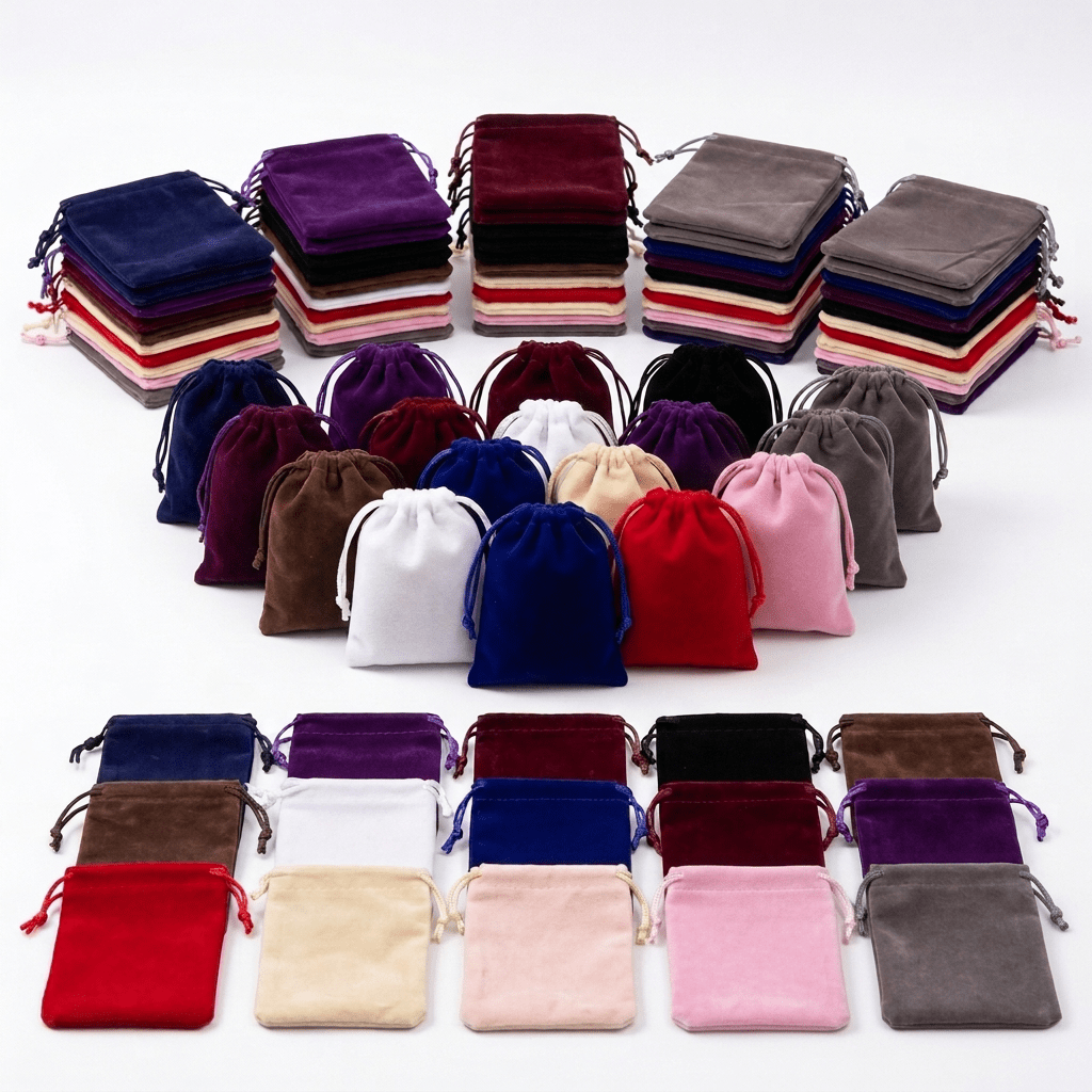 TEMU 60pcs Velvet Drawstring Pouches Random Mixed Colors Storage Bags Small Gift Favor Bags Secure Velour Storage Organizer For Wedding Party Favors