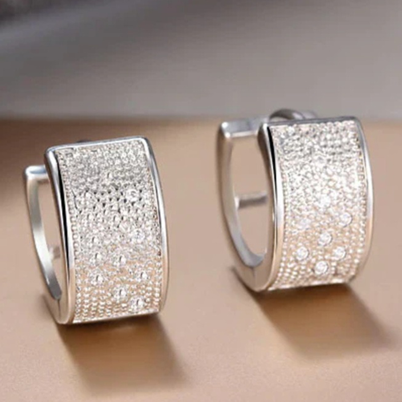 Image of 1 Pair Classic Inlay Synthetic Zirconia Circle Hollow Earrings For Women Party Workplace Commuting Daily Wear Versatile Accessories Exquisite Gifts