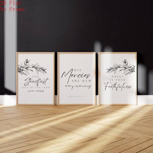 2d flat 3pcs christian bible verse wall art canvas paintings frameless vintage bible poster suitable for church decor minimalist scripture prints with the lovingkindness of the lord verse based gift for housewarming wedding 2d flat