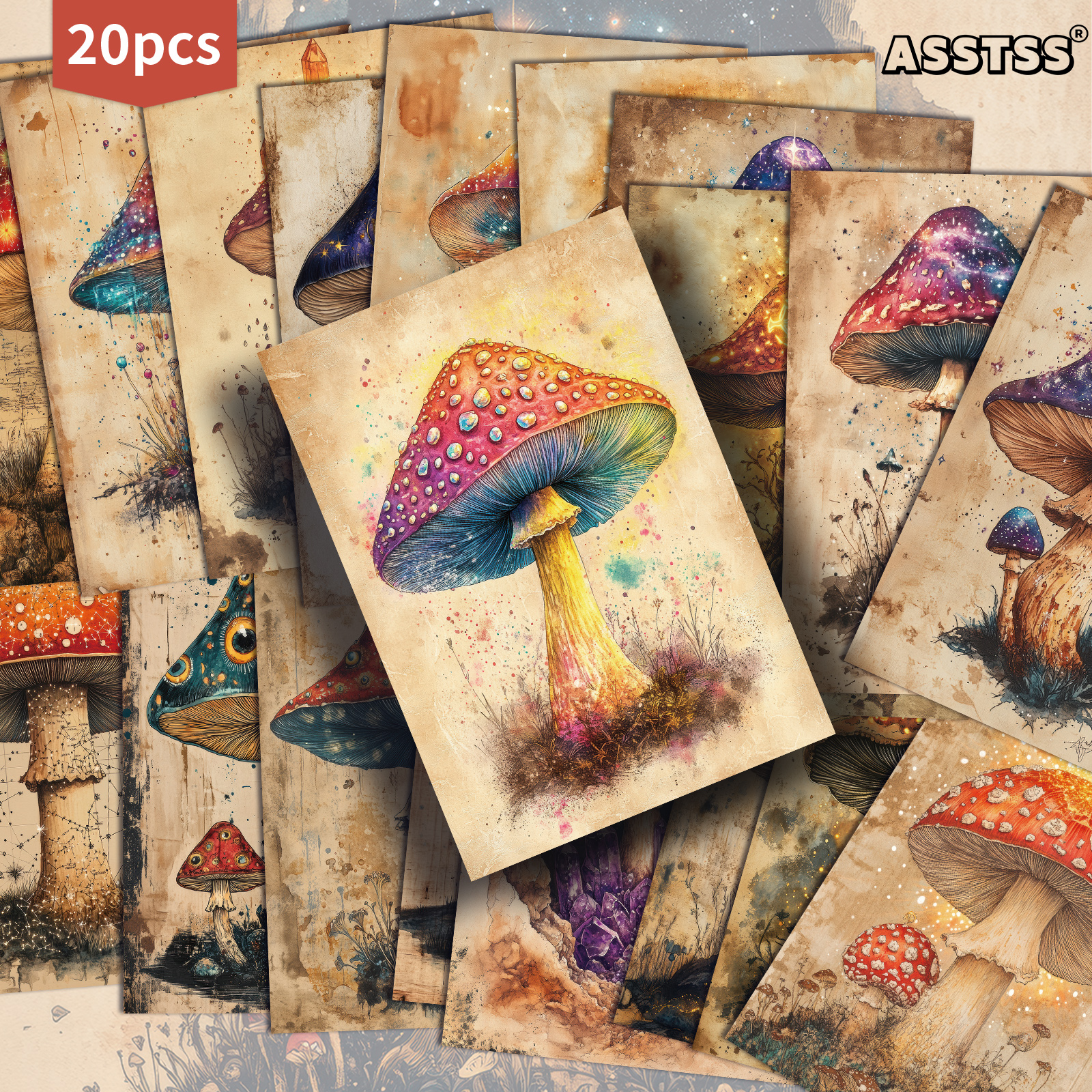 TEMU Lot de 20 cartes cadeaux ASSTSS Rétro Magique - 4X6 pouces Papier Journal Rétro Illustrations Classiques Cartes de Peinture Décoratives pour