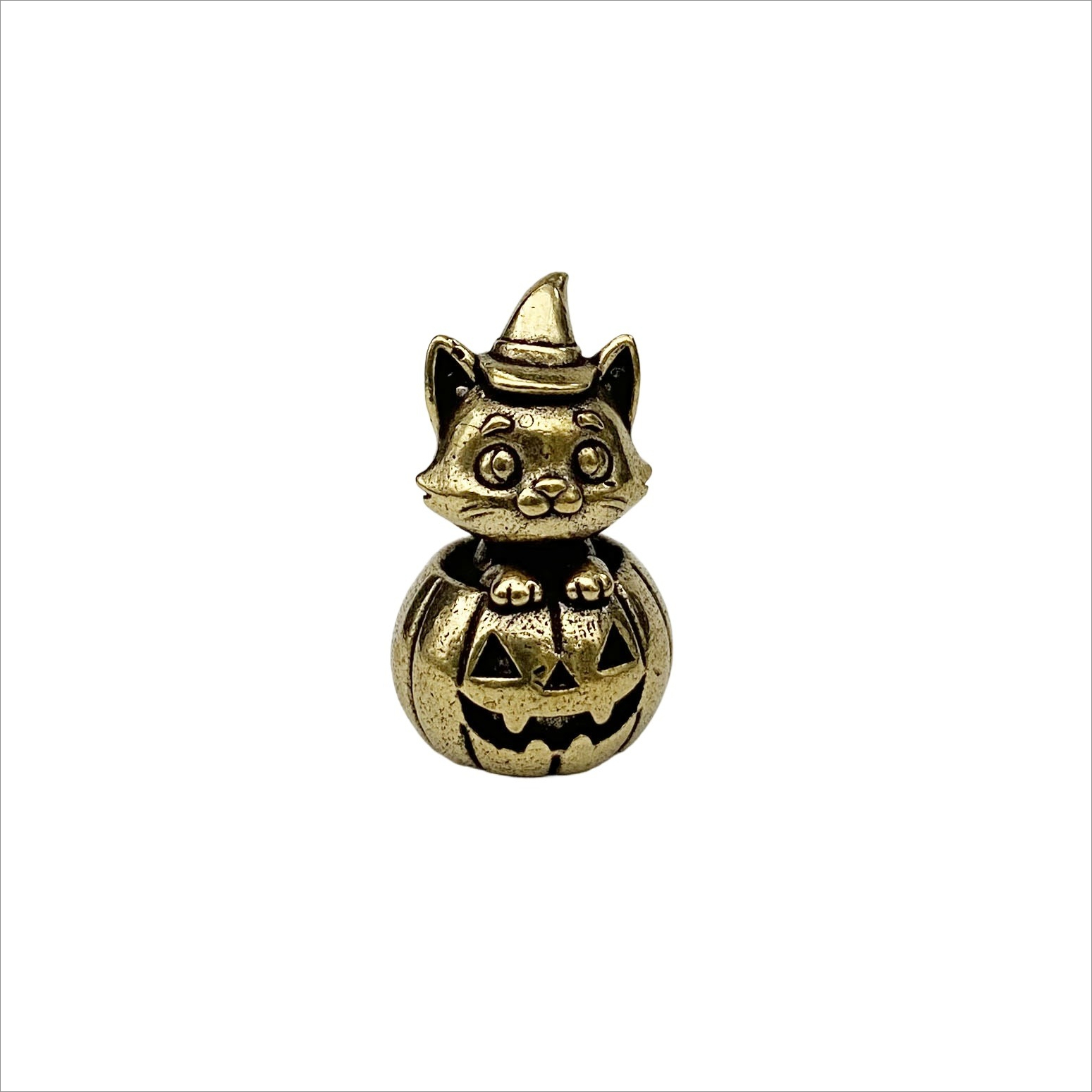TEMU Ornement Statue de Chat Citrouille en Laiton Rétro, Thème Halloween, Pièce d' de Bureau Étagère de Livres Décoration Festive , Petit Article