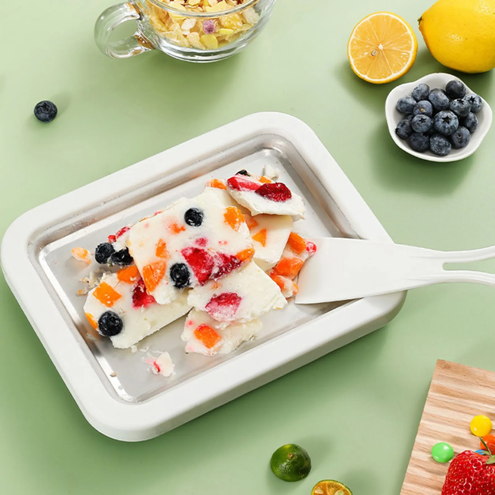 diy ice cream maker yogurt maker machine for homemade rolled cream gelato household ice cream roller pan with 2 spatulas Product details 1
