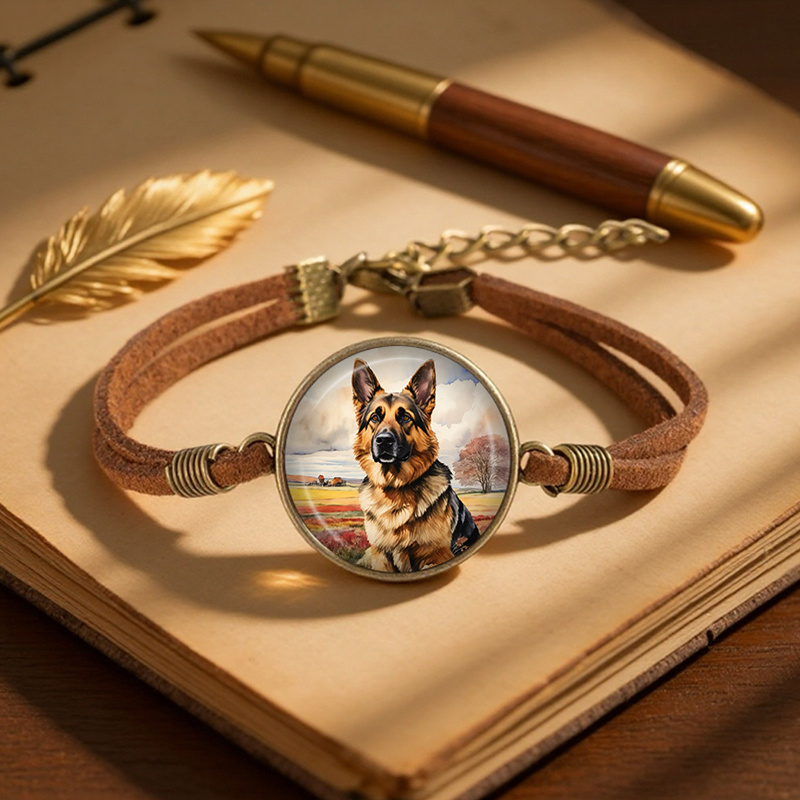 TEMU 1pc German Shepherd Brown Bracelet Men Fashion Bracelets
