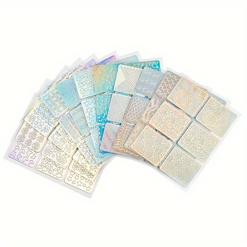 24 Nail Vinyl Templates- , Decorative Stickers, and Fish Scale Designs, Shiny Surface, Disposable, Manicure, Nail Stickers