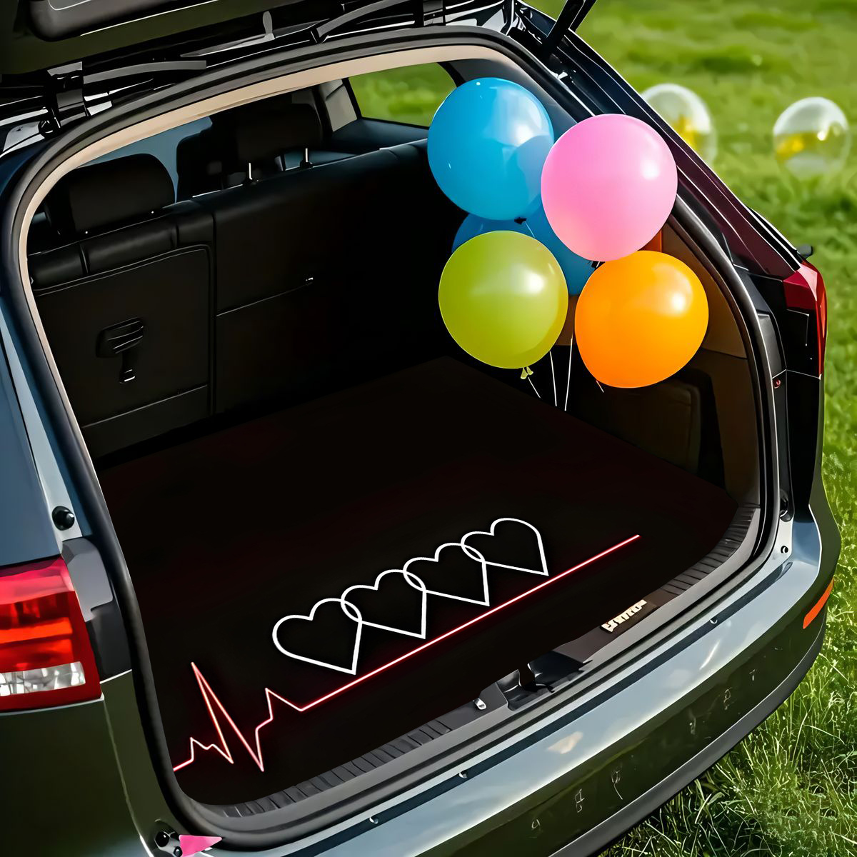 TEMU 1pc Non-slip Trunk Mat, Heartbeat Line Love Heart Romantic Minimalist - Durable Material, Trunk Dry And Tidy, Adds Personality To Interior, Car