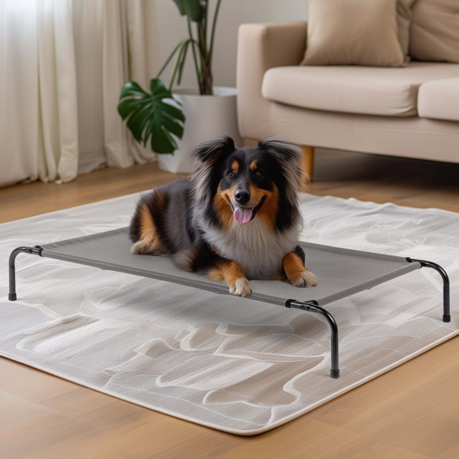 

60"d X 37"w Elevated Raised Cooling Cots Bed For Large Dogs, Portable Indoor & Outdoor Pet With Skid-resistant Feet