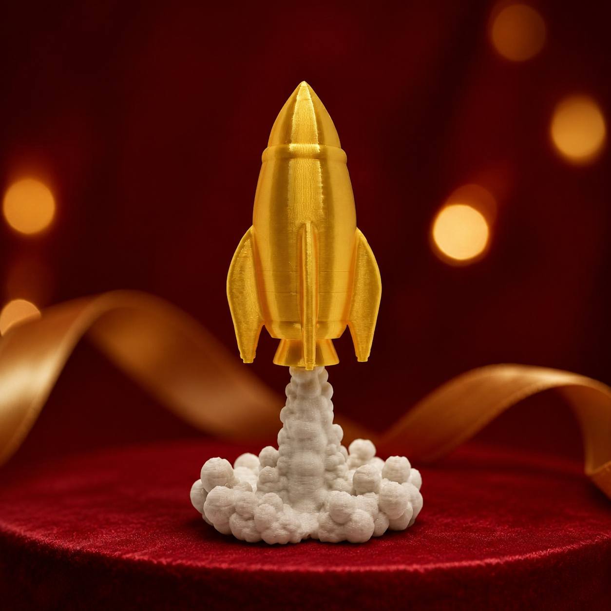 TEMU 1pc 1pcs 3d Printed Launch Model With Base - Miniature Suitable For Home Office Desk Decor, Space-themed Shelf Display, Plastic Rocket Ship