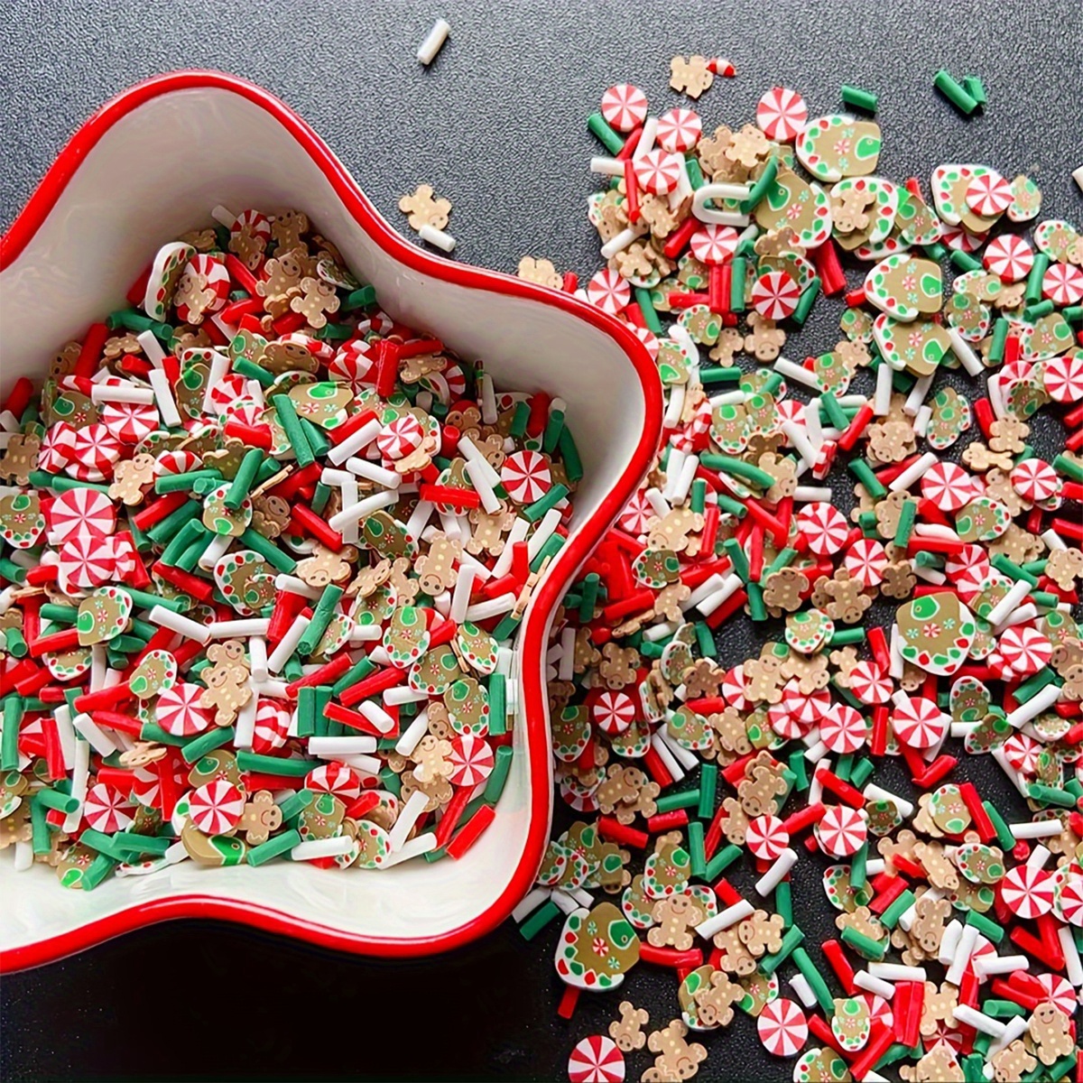 2000pcs Festive Candy Sprinkles Christmas Festive Candy Sprinkles | Polymer Clay Slices For Nail Art, Diy Crafts, And Holiday Decorations (red, Green, White, Golden)
