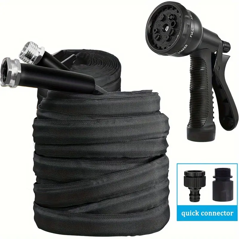 22 86metergarden hose with 8 function nozzle leak proof design quick connect universal connector threadt heavy duty rubber hose for outdoor pet washing car cleaning yard care compact storage fit garden hose holder Product details 3