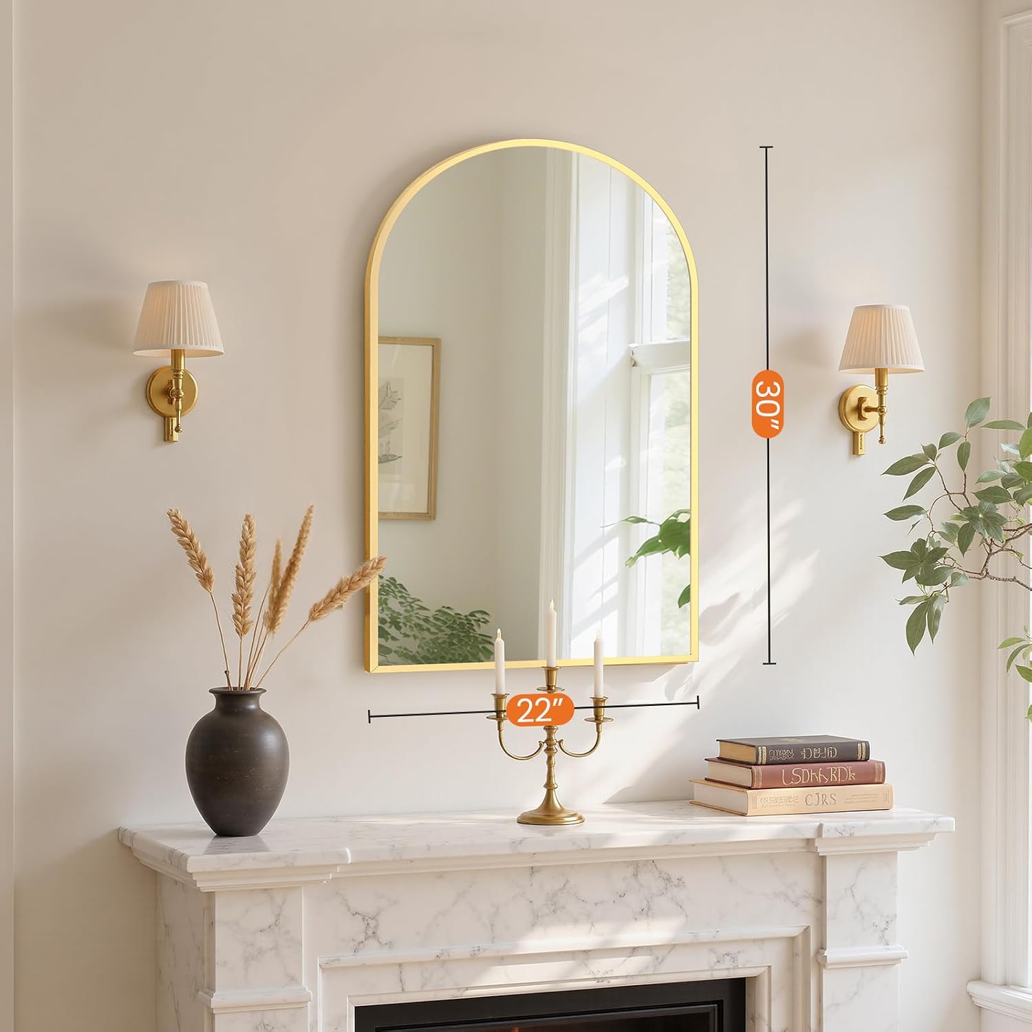 Arched Wall-mounted Bathroom Mirror With Stainless Frame & Shatterproof Glass - Curved Mirror Suitable For Over Sink, Shower, Bathtub, Entryway, Living Room, Bedroom - Decor, Installation Glass