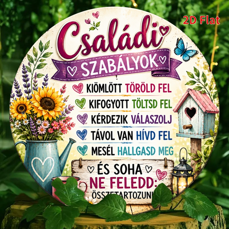 TEMU 2d Flat - Decorative Sign 2d Flat, 1pc 7.87x7.87inch - Csal Di Szab Lyok Hungarian Family Quote Metal Plaque, Floral Sunflower Decorative Sign,