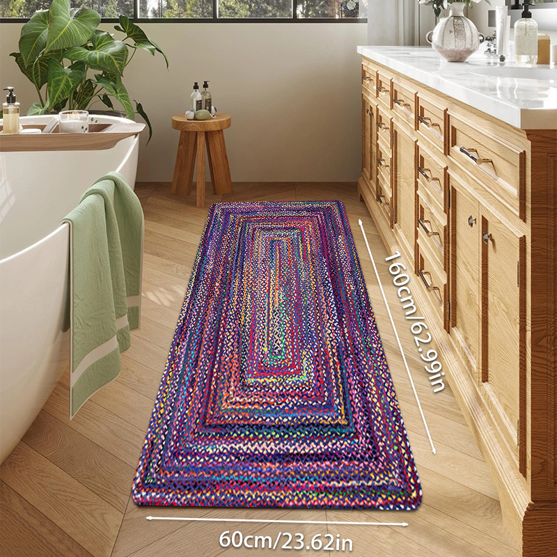 TEMU A Colorful Artistic Graffiti Geometric Area Rug - Non-slip, Machine Washable, Vintage Nordic Style, Featuring Woven Printed Patterns, Suitable