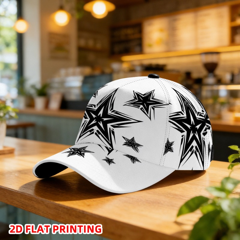 TEMU Black Star Pattern Print Classic Baseball - Adjustable Bill , Suitable For Daily And Activities, Perfect For Group , Unisex Design