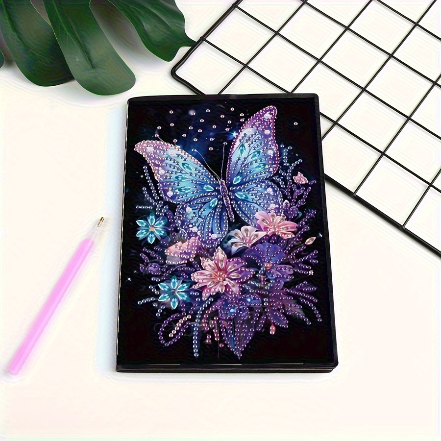 TEMU 2d/flat Diy Diamond Painting Notebook Set- Sparkling And , Irregular Shaped Crystals, Creative Sketchbook And Blank Drawing Board, Perfect Gift