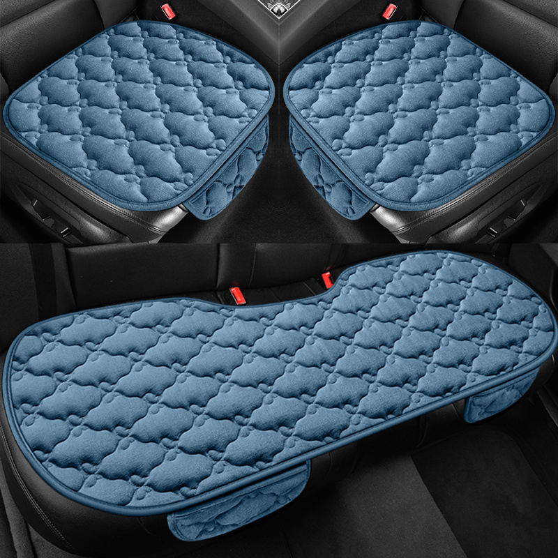 TEMU New Car Seat Cushion, Design, 3pcs For Front And Rear Seats, No Backrest, Plush Material, Fashionable And Easy, Use, And Remove, , Suitable For