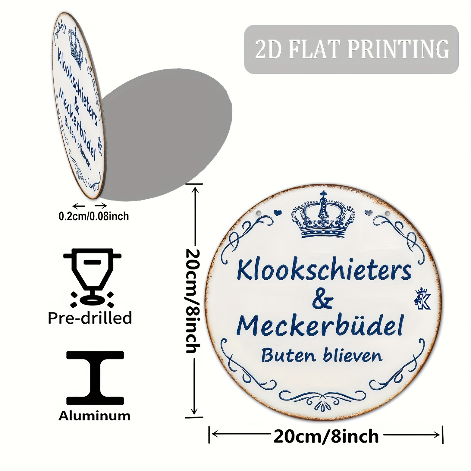 2d Flat, [2d Flat] 2d Flat, 1pc Fun "klookschieters & Meckerbudels Outside" Sign - Low German Humorous Slogan Decor, Acrylic, Suitable For Holiday Use, 2d Flat