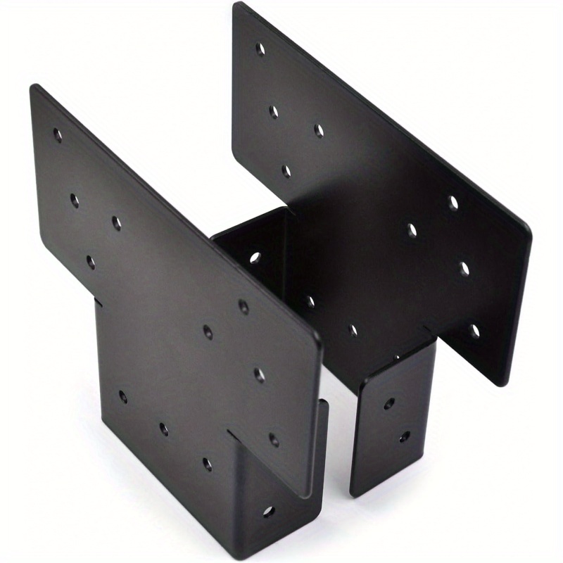 TEMU 2pcs Beam Connector Roof Reinforcement Bracket, Adjustable 4x4 Truss Head Hanging Support Wooden Joist Anchor Black