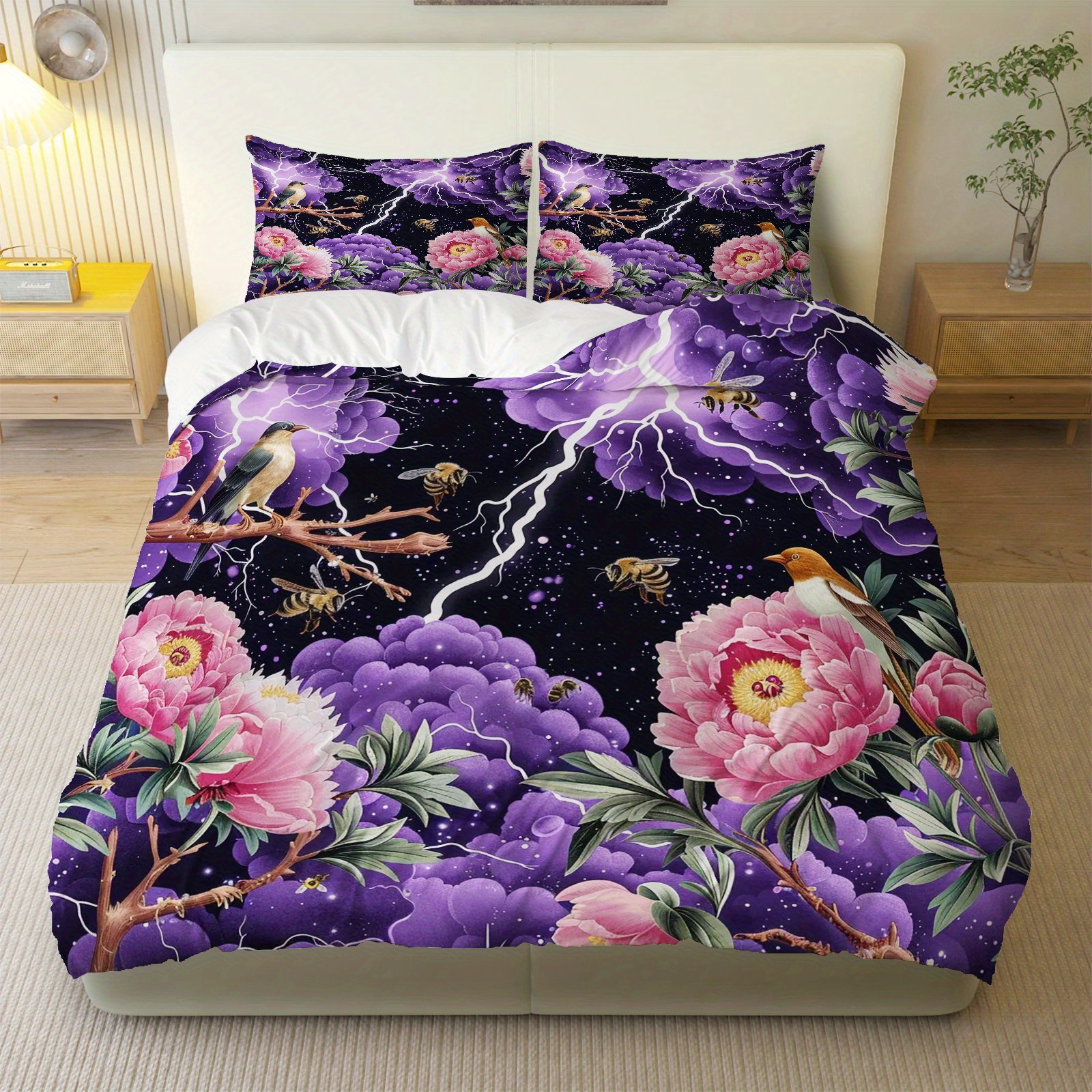 electric bloom peony bird bedding set duvet cover Temu