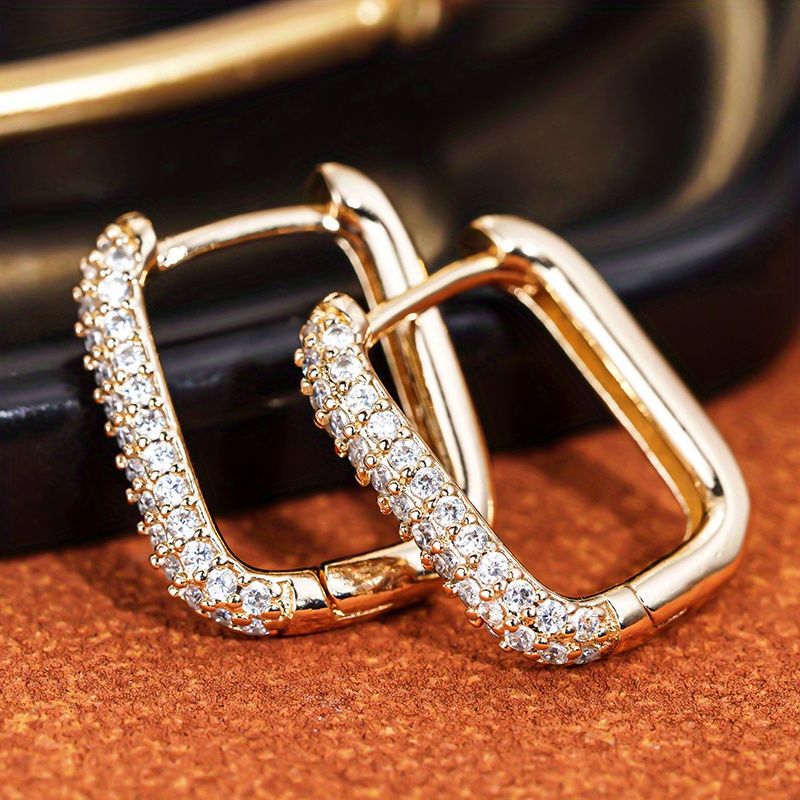 E-shop Zarte, elegante Micro Pave Cubic Zirkonia Quadratische Ohrringe für Damen, , Urlaub, Freizeit, , Mode Ringe Schmuck