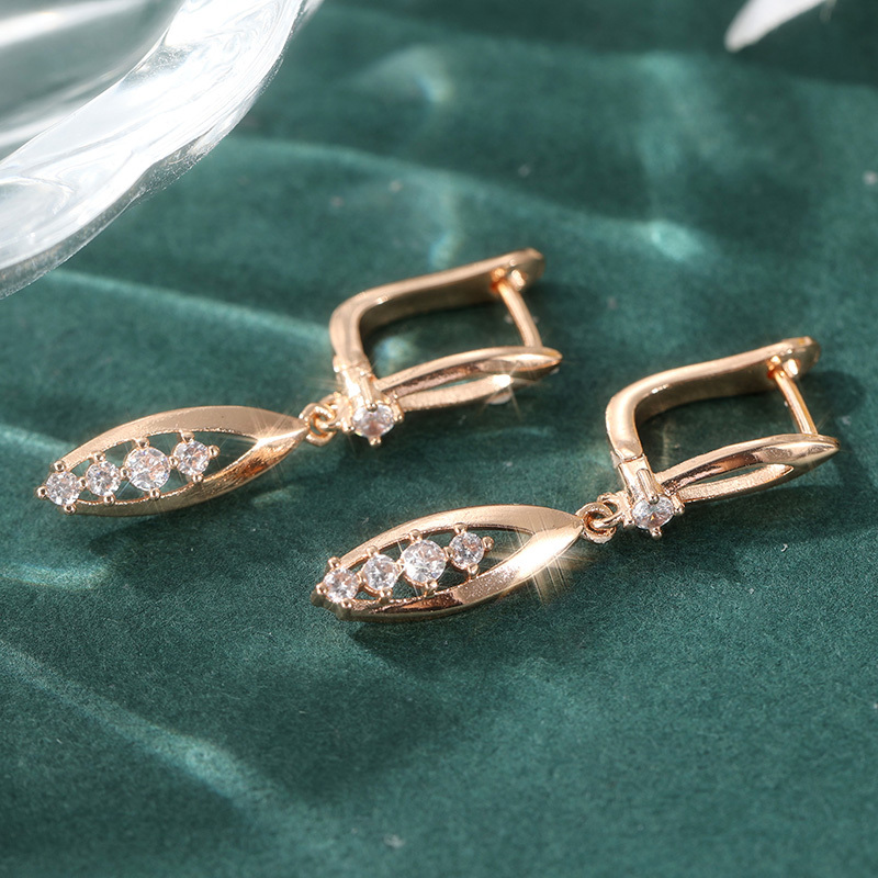 Women's Elegant Teardrop-Shaped Earrings with White Synthetic Zirconia