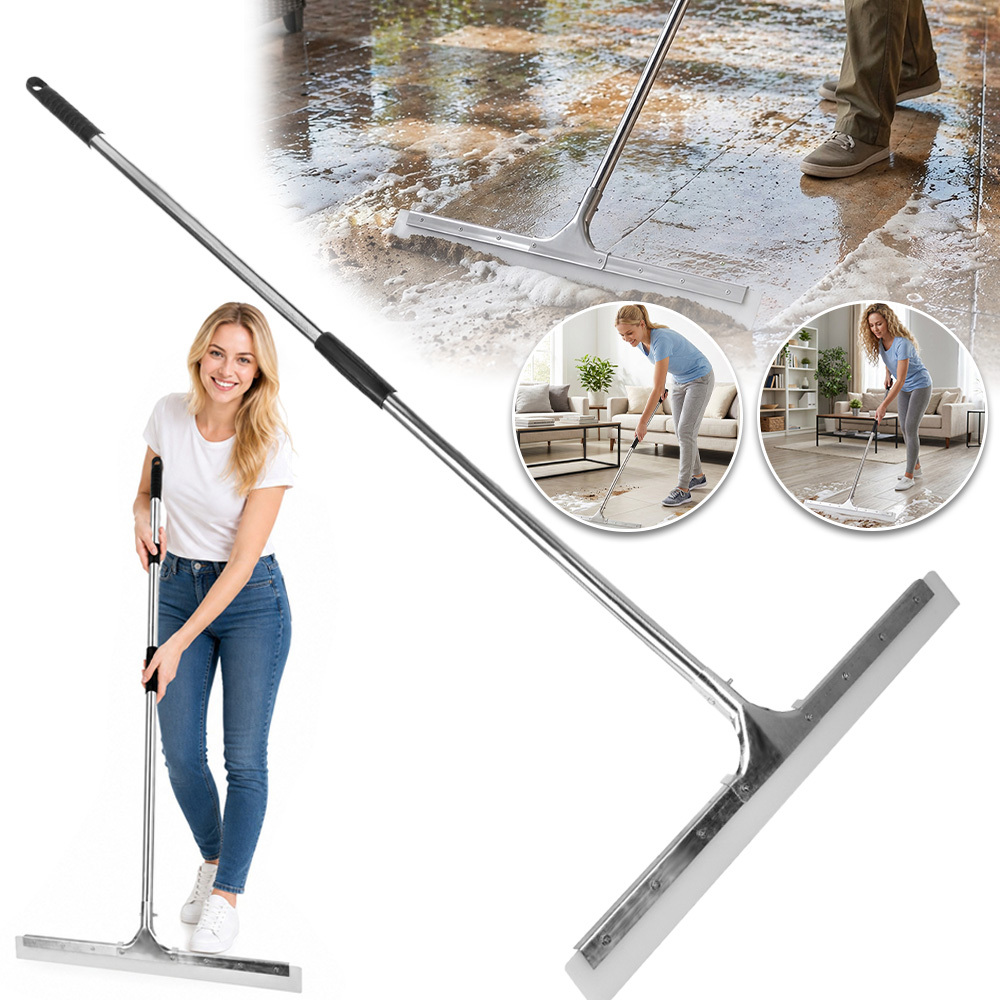 Long Handle Squeegee For Floor, Ideal For Bathroom Tile, Garage Concrete, Deck, Shower Glass, Window Cleaning