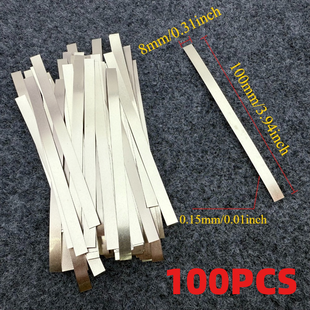 TEMU 100pcs Nickel Plated Steel Strip Suitable For 18650/21700/26650 Battery Spot Welding - High-strength Nickel Plates For Lithium-ion Battery