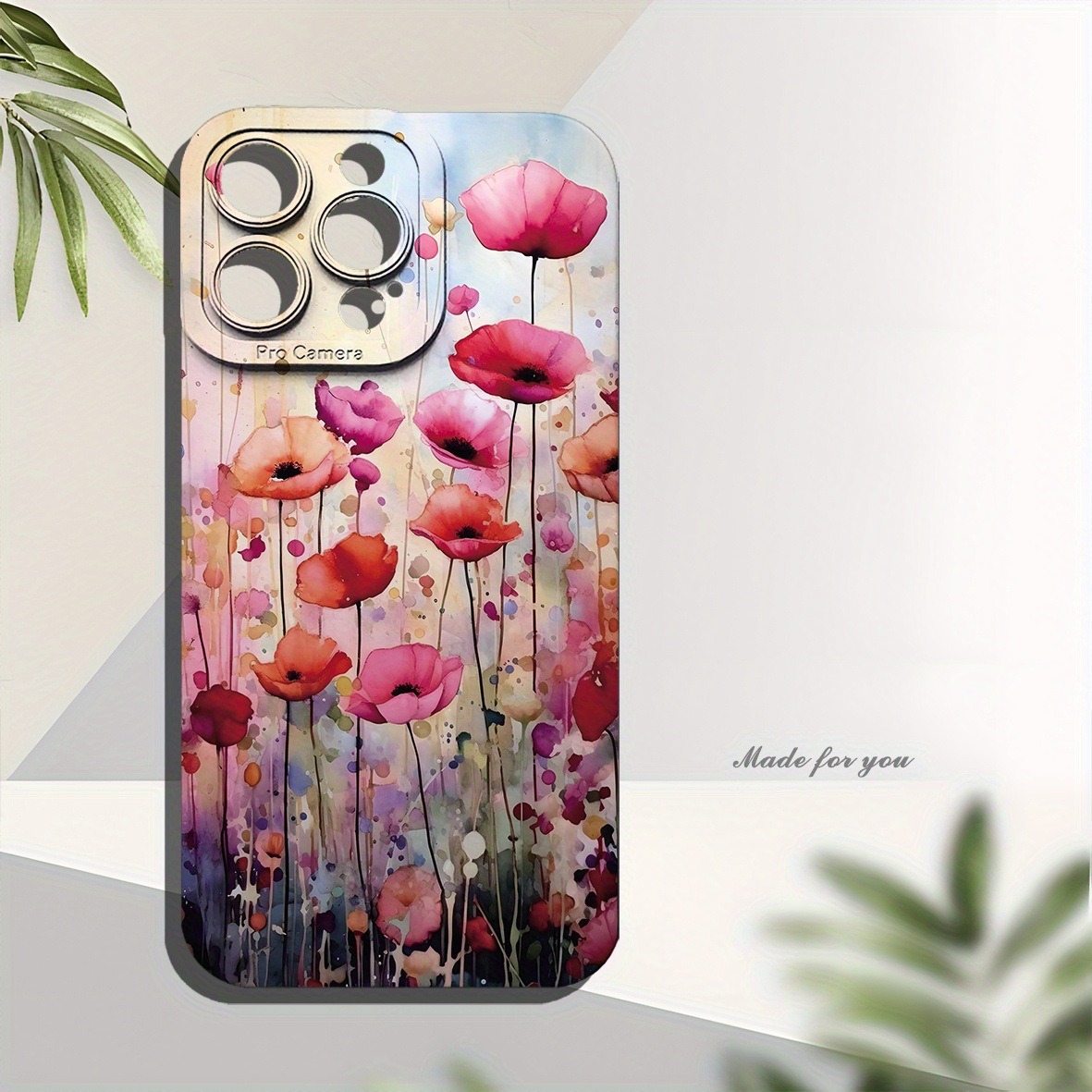 TEMU Phone Case: Poppy Flower - Printed Phone Case: Anti - Fingerprint & Full - Lens Protection Phone Case For Iphone 16/15/14/13/12/11/x/xr/xs/se