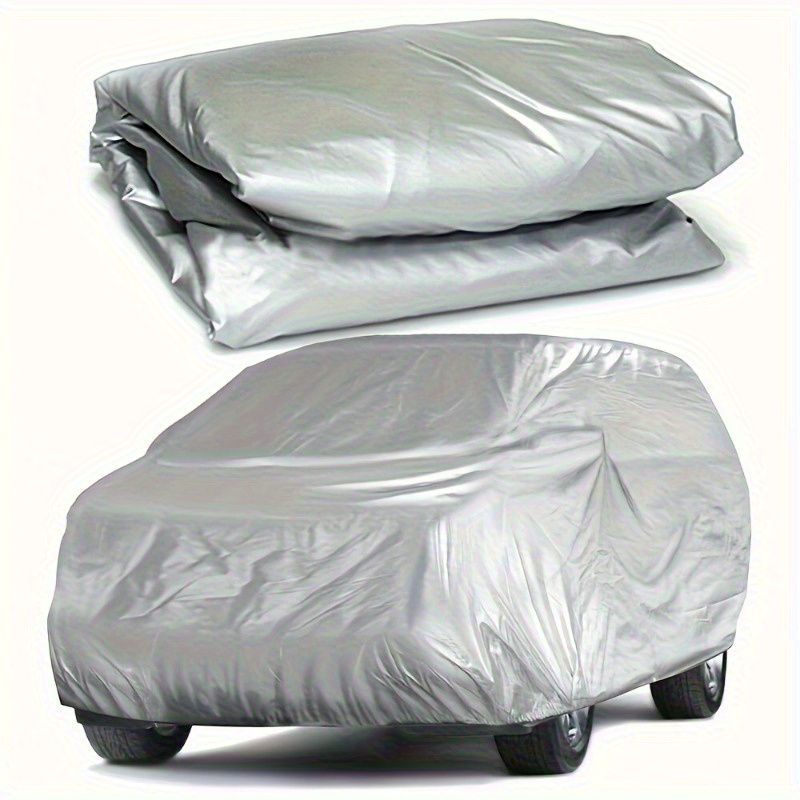 TEMU Universal Silvery Car Cover, Peva Protective Vehicle Cover For Uv, Rain, Dust, Snow, And High Temperatures, Durable And Stylish Auto Accessory