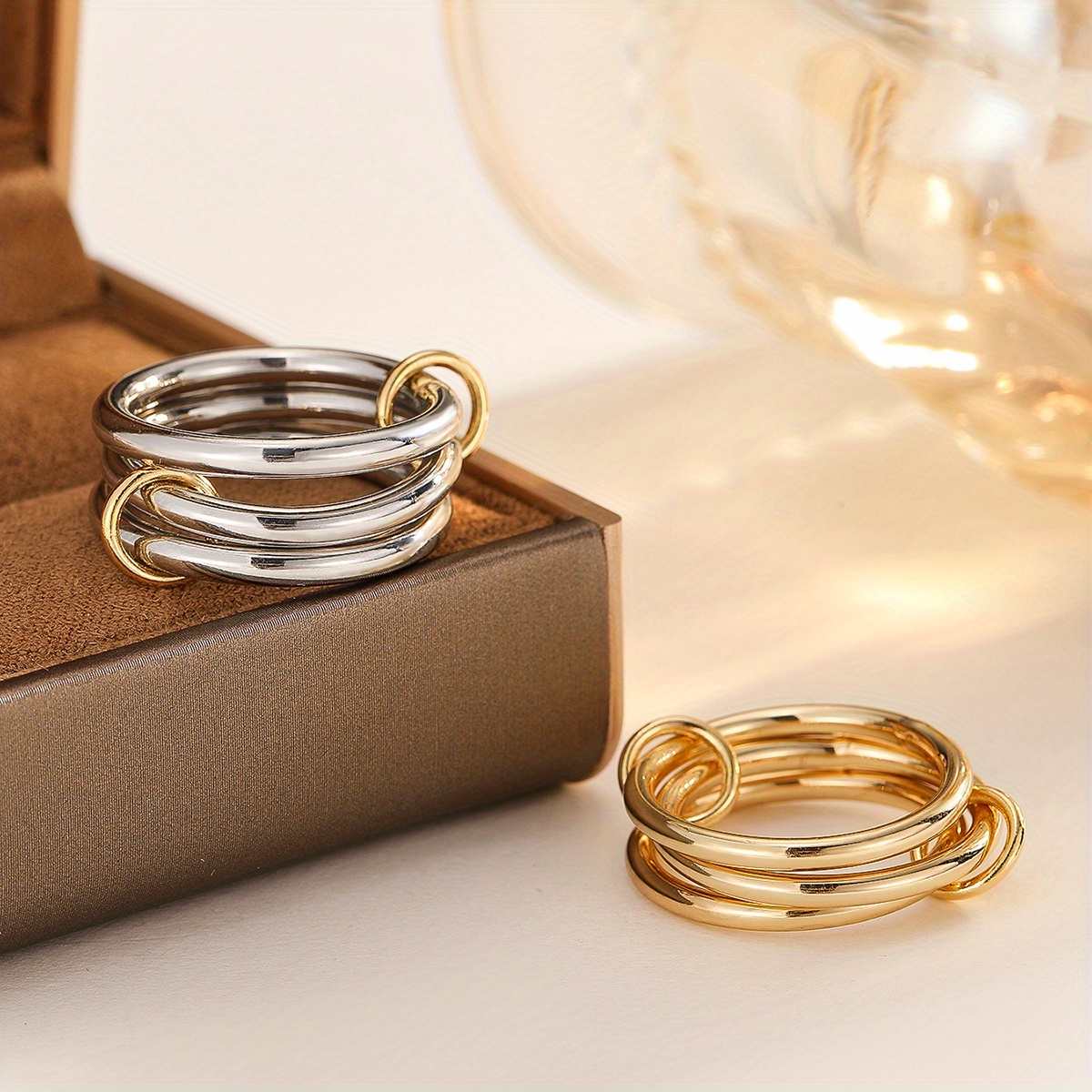 Three Smooth Rings Set for Party Wear