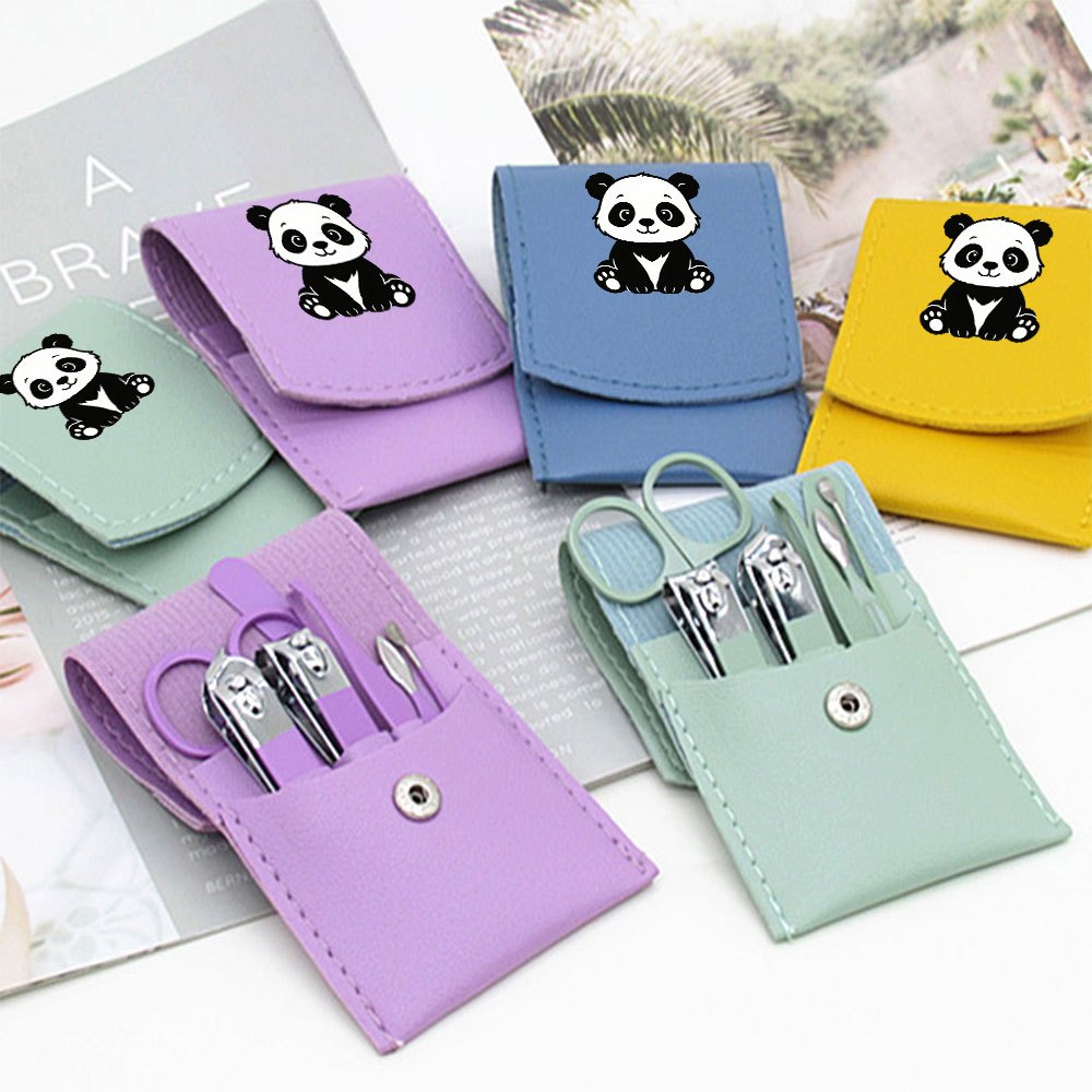Cute Panda Pattern Portable 7pcs Nail Clipper Set