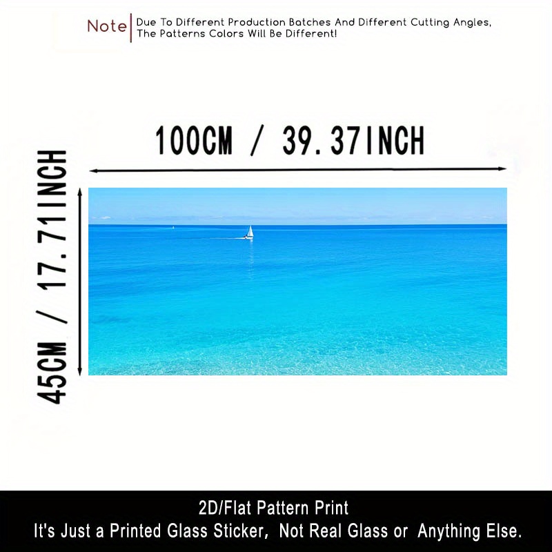 TEMU 2d/flat 1pc Frosted Glass Film With Sailboat Pattern, Translucent Pvc Adhesive Window Decoration, Removable And Reusable Sticker. Size:
