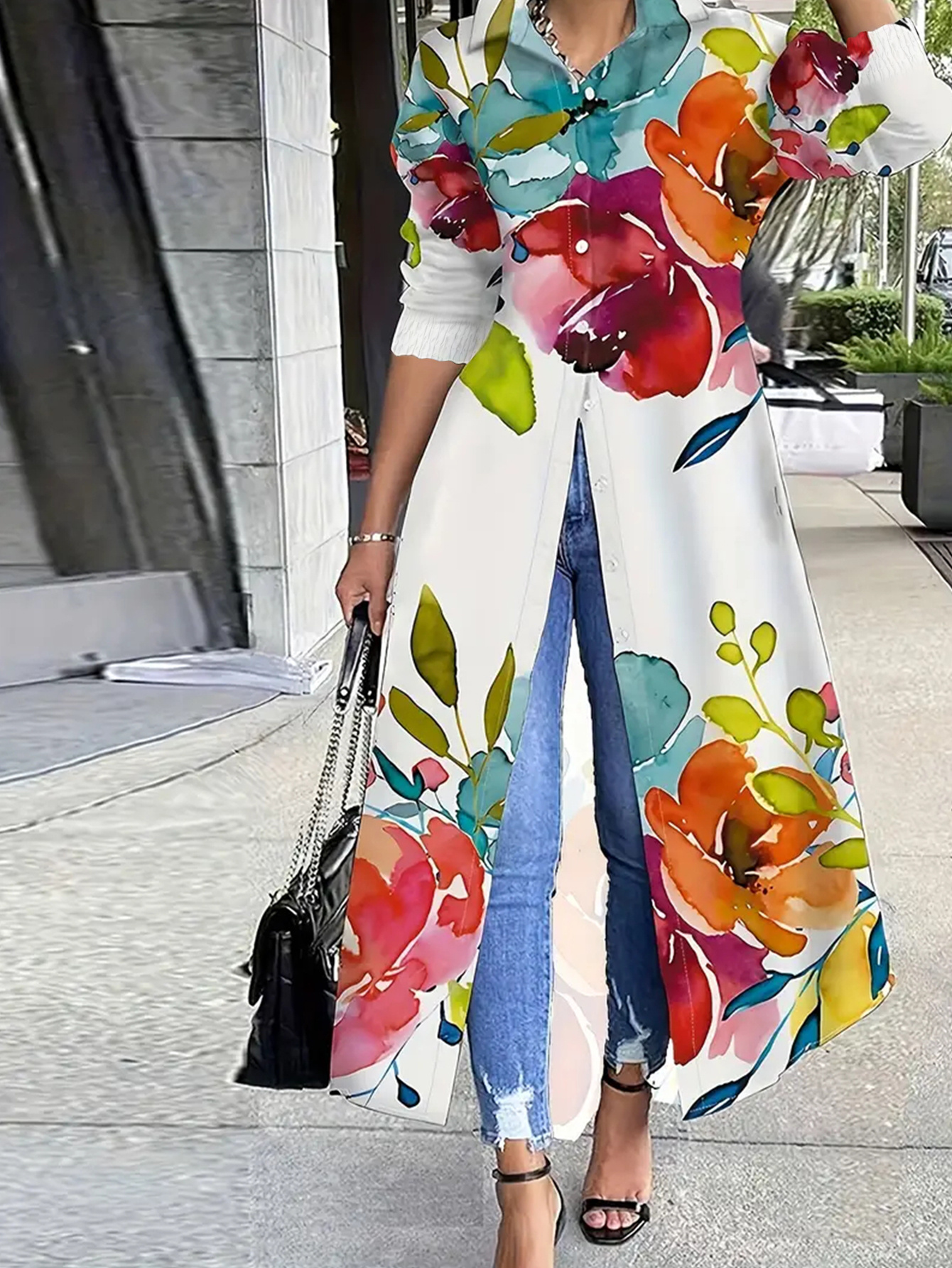 chinese dress ladies Plus Size Chiffon Long Sleeve Maxi Dress Rust / 2XL