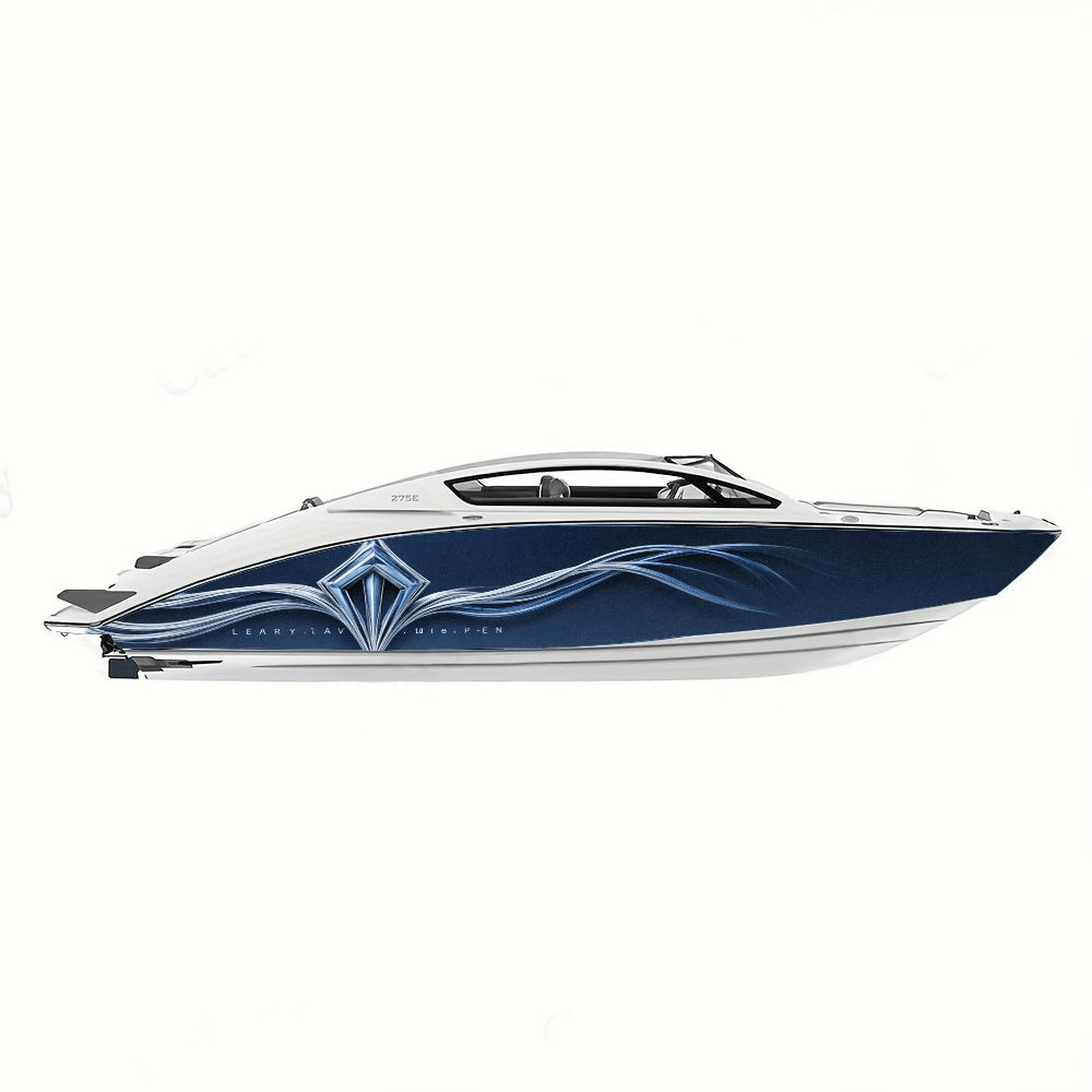 2pcs 2D Blue Abstract Geometric Boat Decals