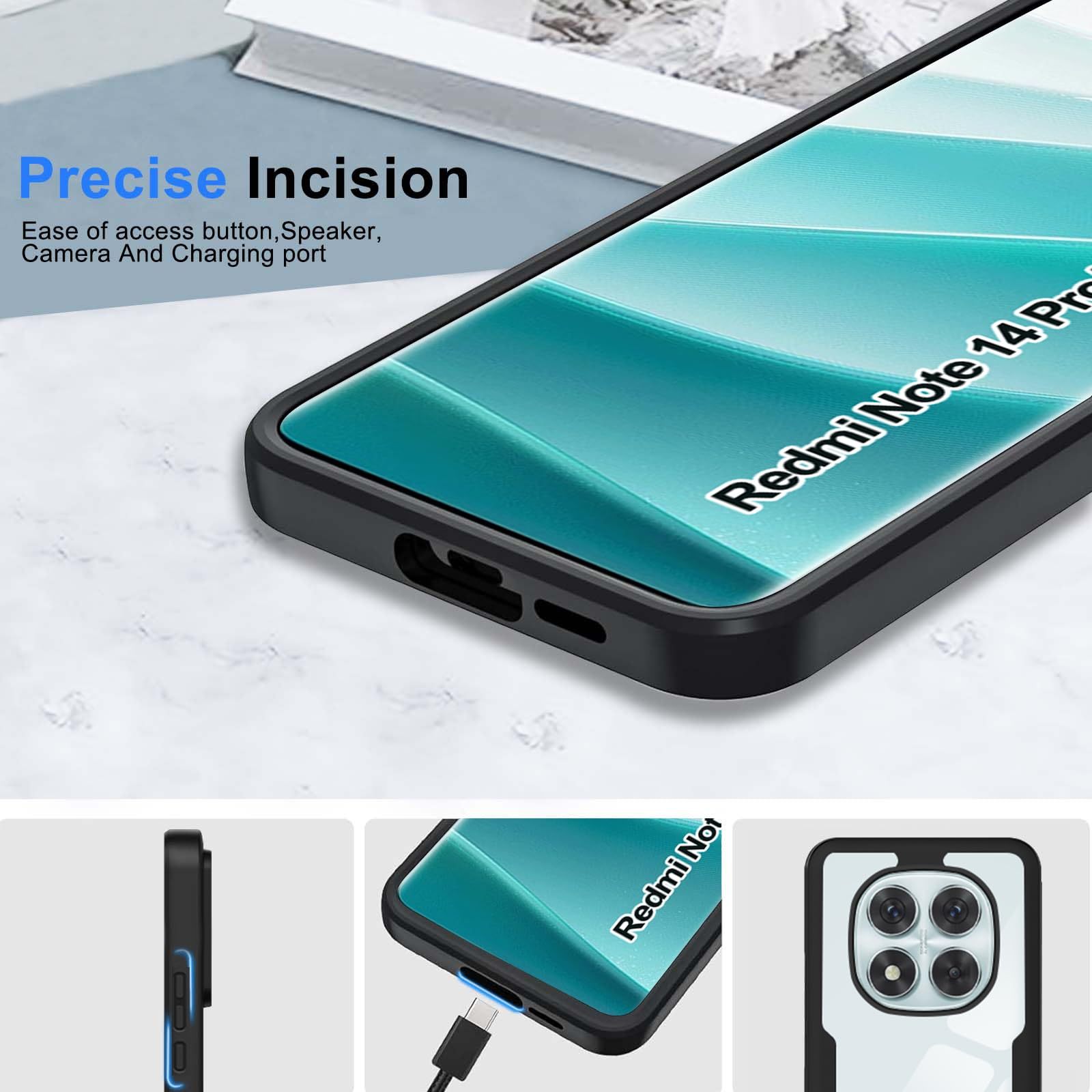 Dedux Custodia Cover per Xiaomi Redmi Note 14 PRO 5G, Custodia in Vetro Temperato a Colori Sfumati + Protettivo TPU Case Cover (Rosso/Nero