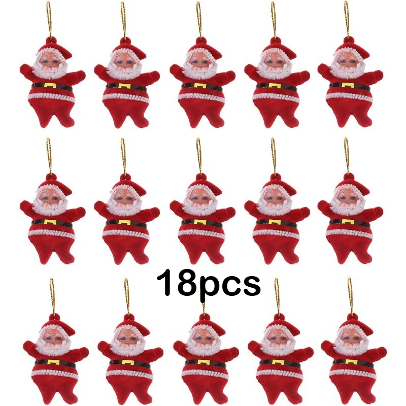 TEMU Lot de 18 mini-ornements Père Noël, breloques décoratives à suspendre pour sapin de Noël pour la décoration de scène de fêtes. Peuvent utilisés