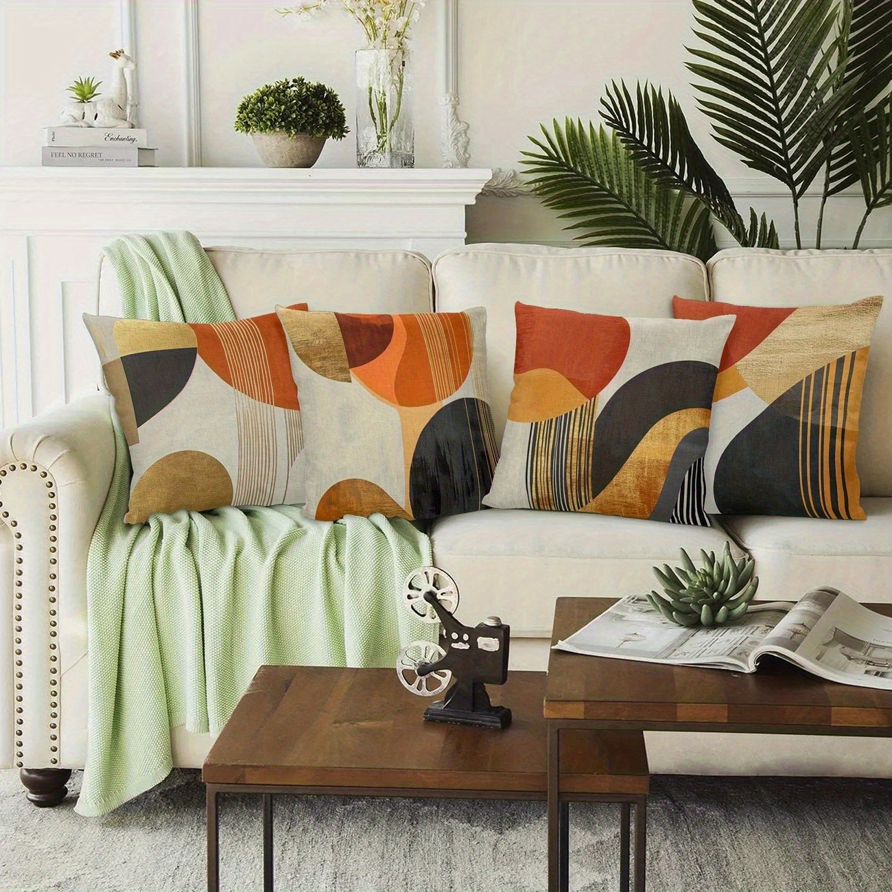 4pcs 2d flat   sided print non embroidered geometric pattern short plush pillowcases machine washable suitable for everyday valentines day mothers day   halloween thanksgiving christmas holiday decorations 2d flat Product details 8