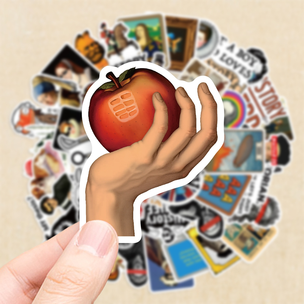 TEMU 50pcs Stickers Parodie de Mèmes Histoire et Art : Historiques de Style Mème, Conçus dans un Mélange Vintage-Moderne Collage avec des Décorations